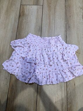 art class Pink Floral Tiered Ruffle Skirt for Girls